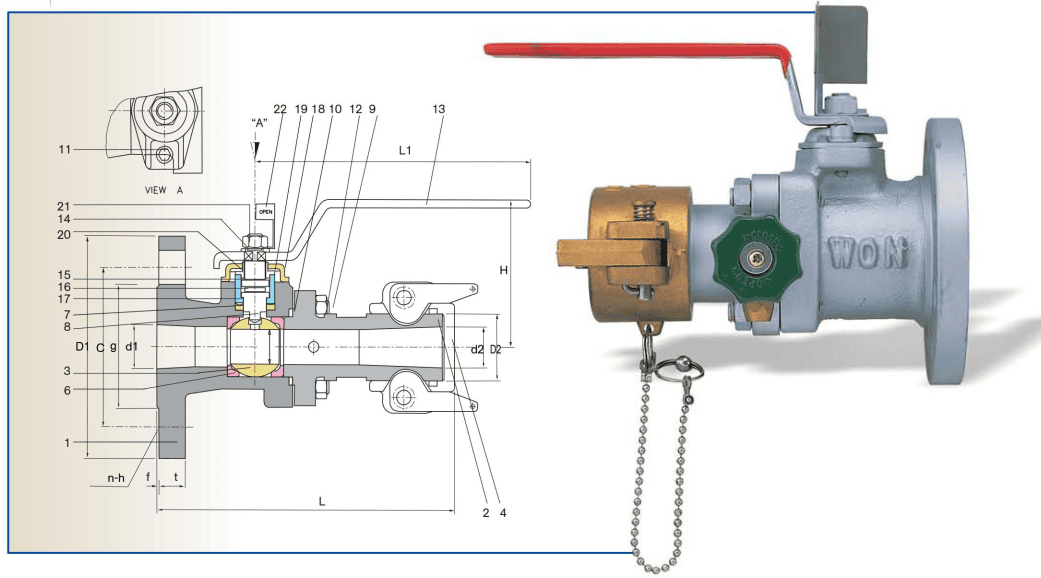 kích thước transfer ball vavle WTBV-1124 MS Eng